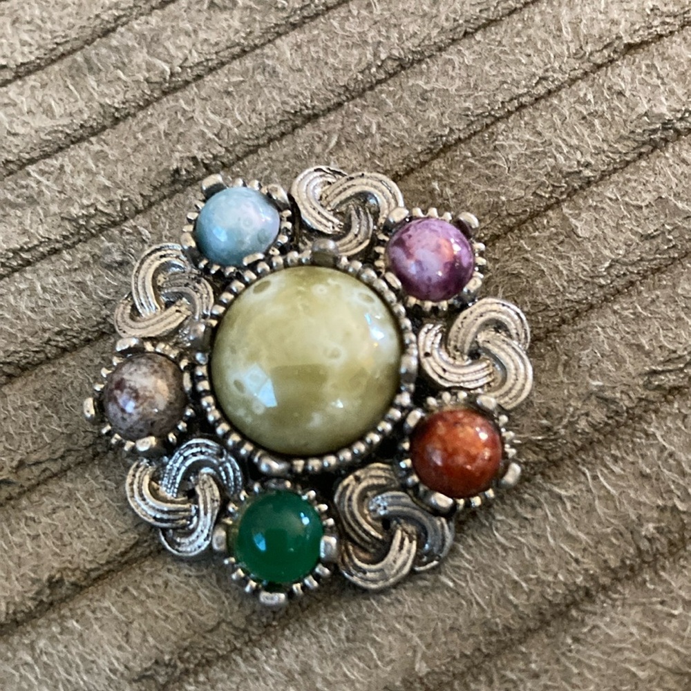 Vintage Celtic Triquetra Trinity Gemstone Hat Scarf Clip, Brooch Pin